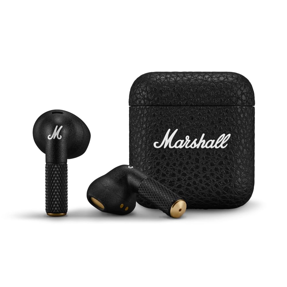 

Marshall Minor IV True Wireless Earbuds, Black, Bluetooth, Qi Charging, and Call Support [Official Japanese Product]