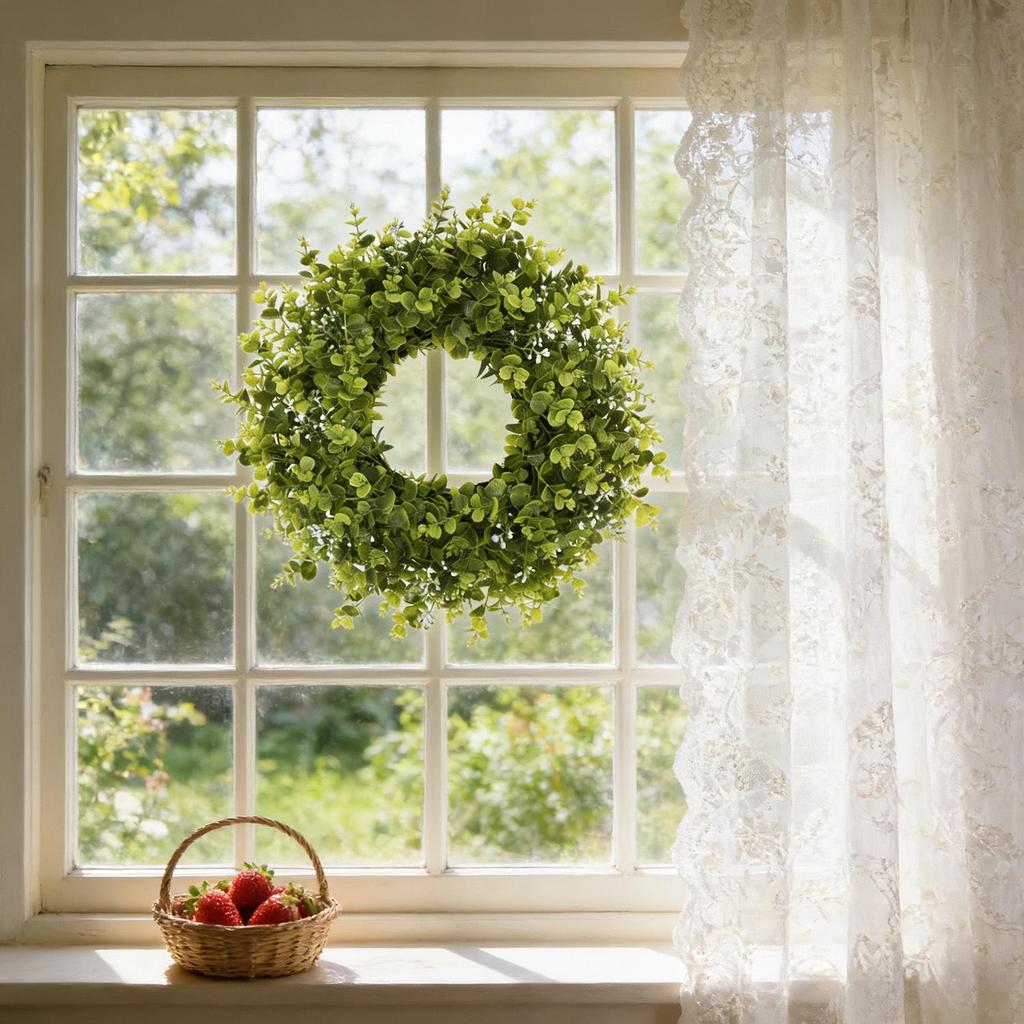 Kai Jin Eucalyptus Leaf and Berry Wreath - Rustic Farmhouse Spring/Summer Wall Decor