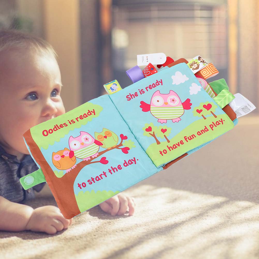 Infant Cloth Book Cute Animal Learning Rattle Wear Resistant Educational ToyType B