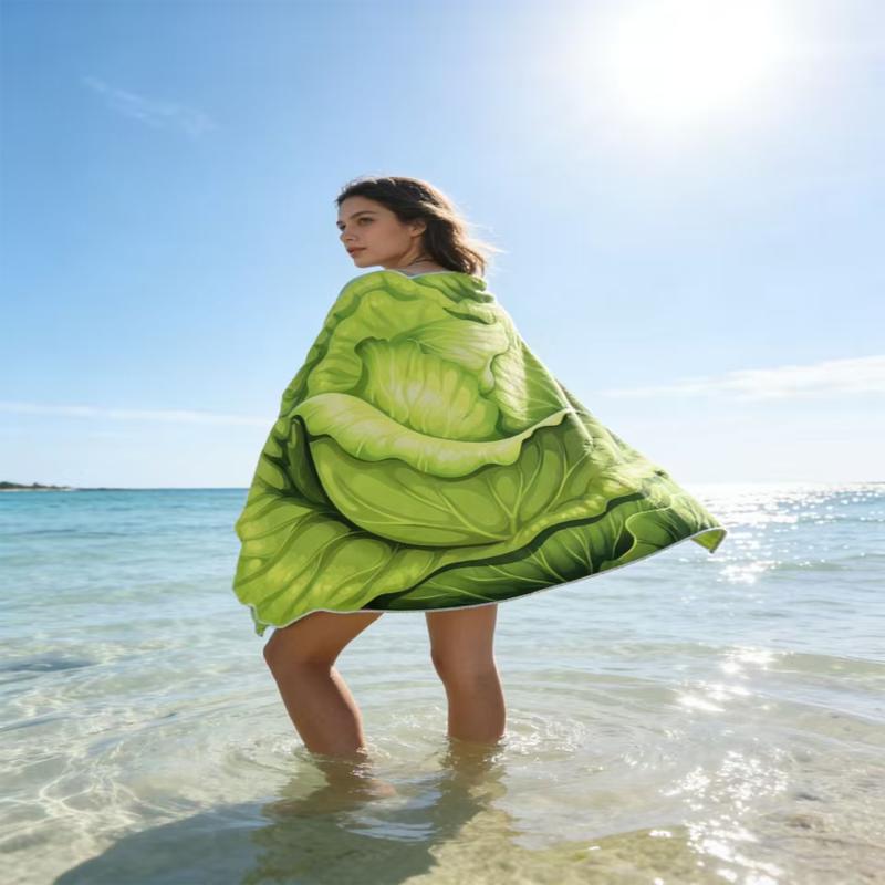 1PC Creative Cabbage Print Beach Towel Quick Dry Ultrafine Fiber Beach Holiday Bath Towel