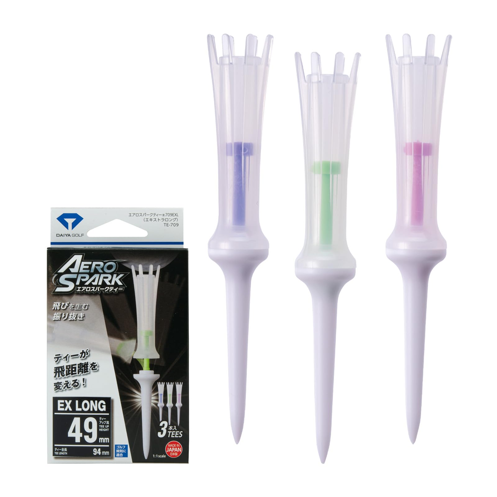 

DAIYA GOLF Golf Tee Aero Spark Tee 709 Extra Long Clear TE-709