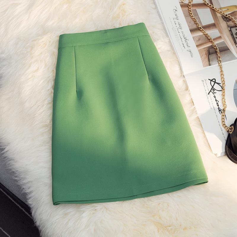 

Женская тонкая универсальная летняя мини-юбка трапециевидной формы, простая однотонная, мягкая, милых ярких цветов, модная ретро-модная женская юбка с высокой талией XXL зелёный