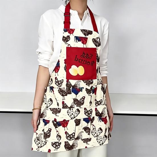 Canvas Apron with Multi-Pockets Egg Gathering Apron for Farm Home Adjustable