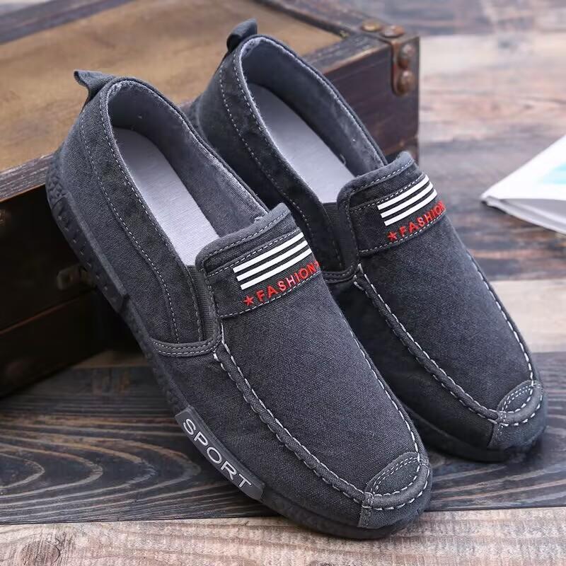 Tendência masculina respirável sapatos casuais zapatillas hombre jeans sapatos de lona moda apartamentos mocassins alpercatas masculino sola macia tênis