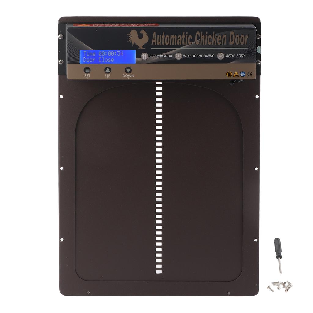 Automatic Chicken Coop Door with Timer Aluminum Alloy LED HD Display Battery Powered Auto Chicken