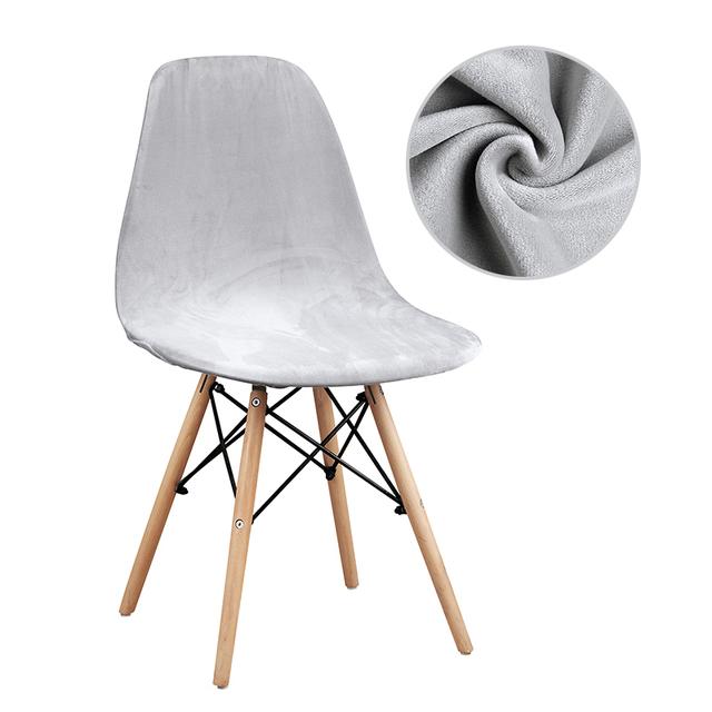 Velvet and Polar Fleece Fabric Shell Chair Cover Stretch Scandinavian Chair Covers Dining Seat Cover for Hotel Home Living Room
