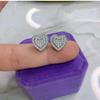 Heart Shaped Iced Out Moissanite Stud Earrings Copper Hip Hop Jewelry For Men Women