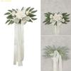 K1AE Romantics Wedding Chair Flowers Church Chair Decorations White Chair Sashes for Various Celebration