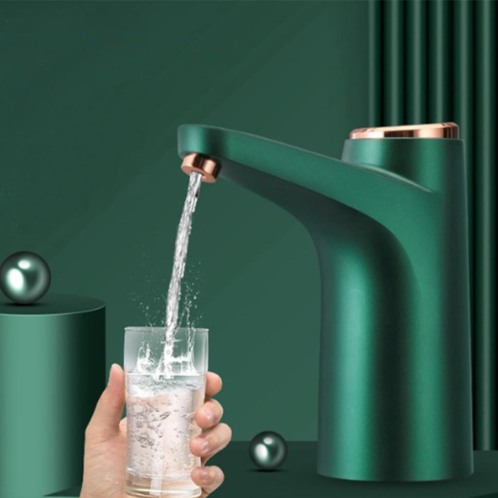Water Bottle Dispenser USB Charging Electric Drinking Water Pump for Office School Hospitals Retro Green