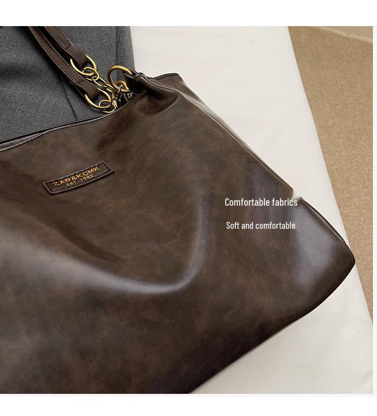 2025 Women's Retro Large Capacity Tote - Autumn/Winter Casual Versatile Commute Shoulder Bag
