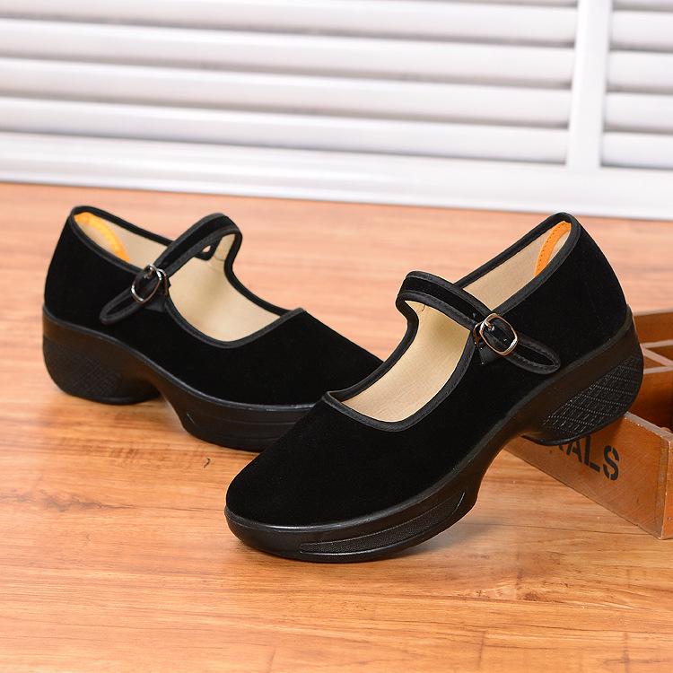 Dance Shoes High Heel Black Generation Classic Vintage Cloth Shoes Waiter Shoes