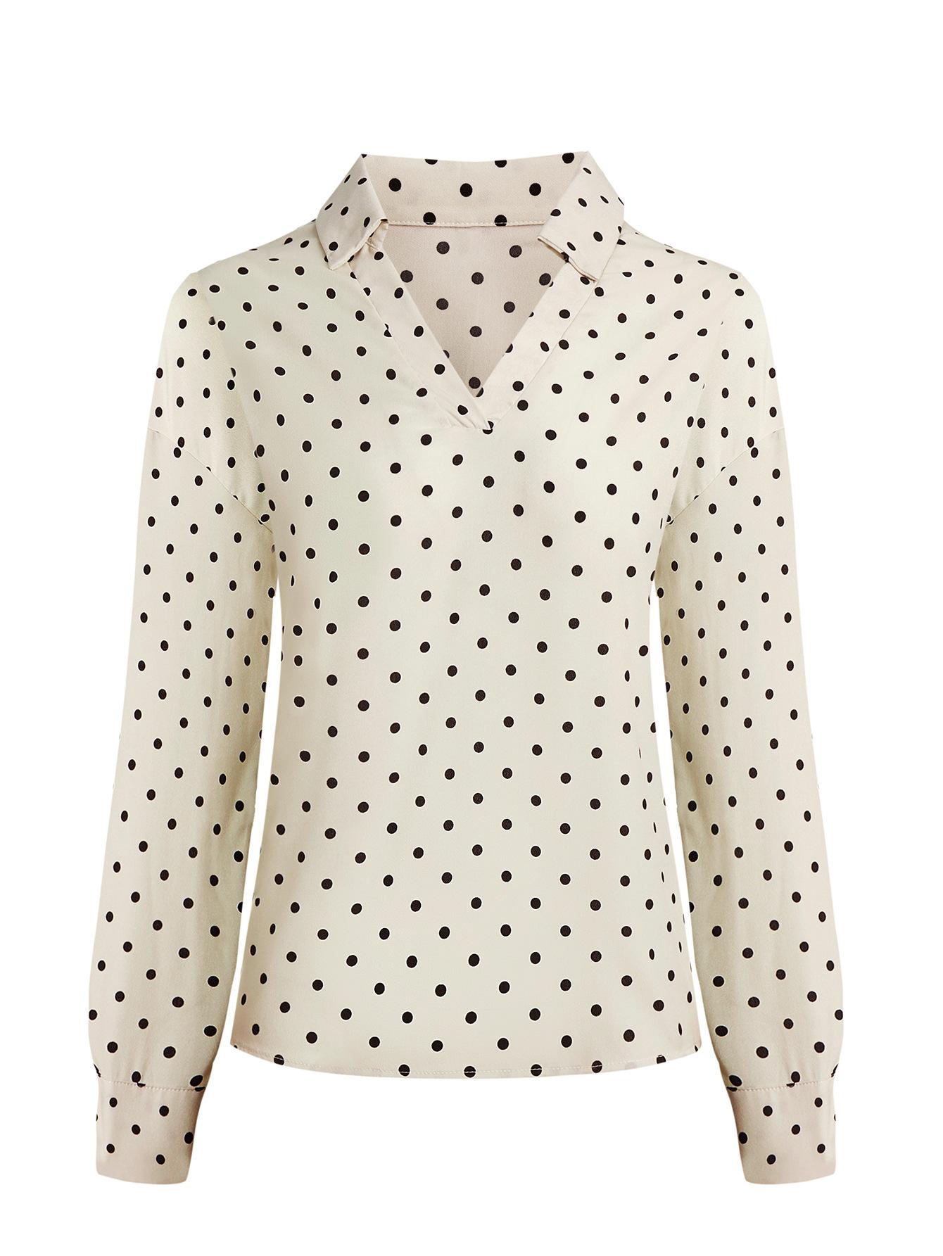 

GMXIA Женская мода, повседневные весенне-осенние однотонные рубашки-поло с длинным рукавом и принтом, блузки и рубашки XL абрикосовый