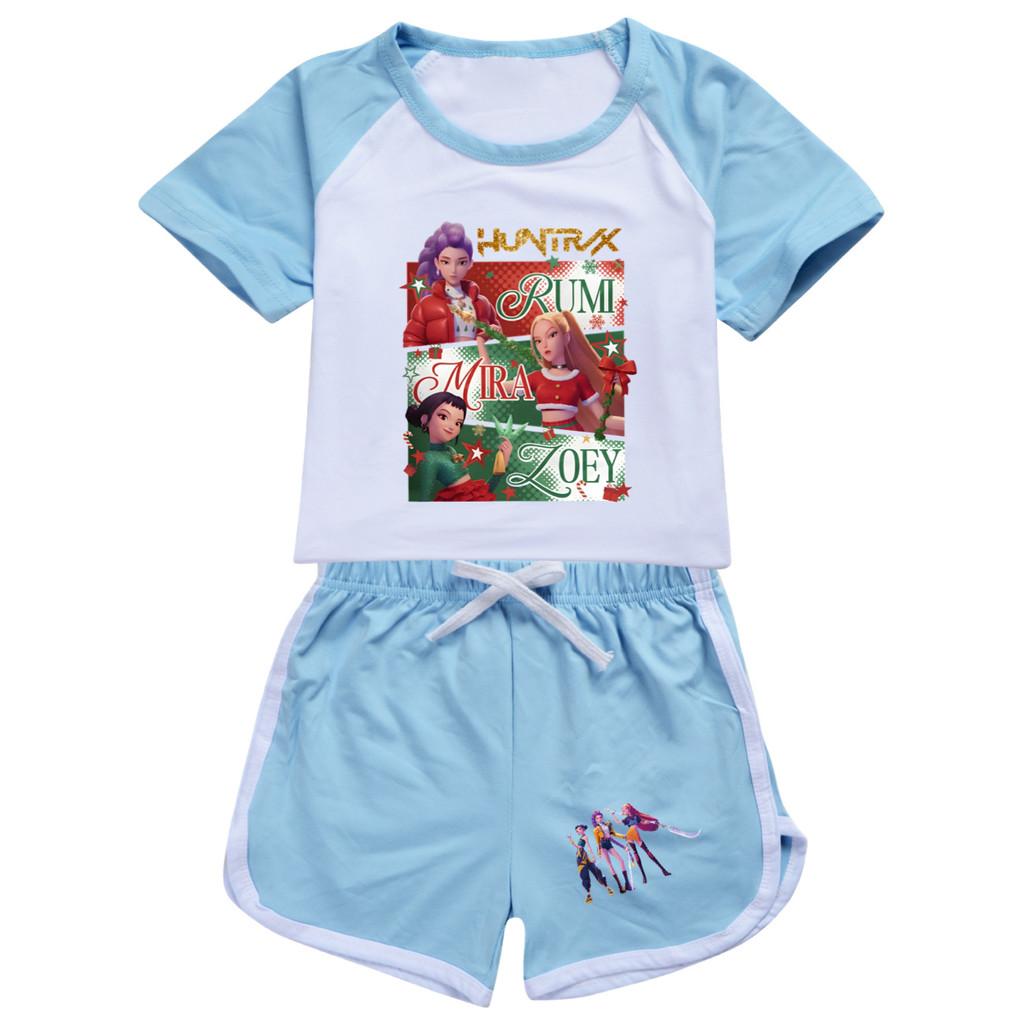 5181 Kids Girls Christmas POP Rumi Zoey Mira Print T-shirt Shorts Sport Tracksuit Clothes Set