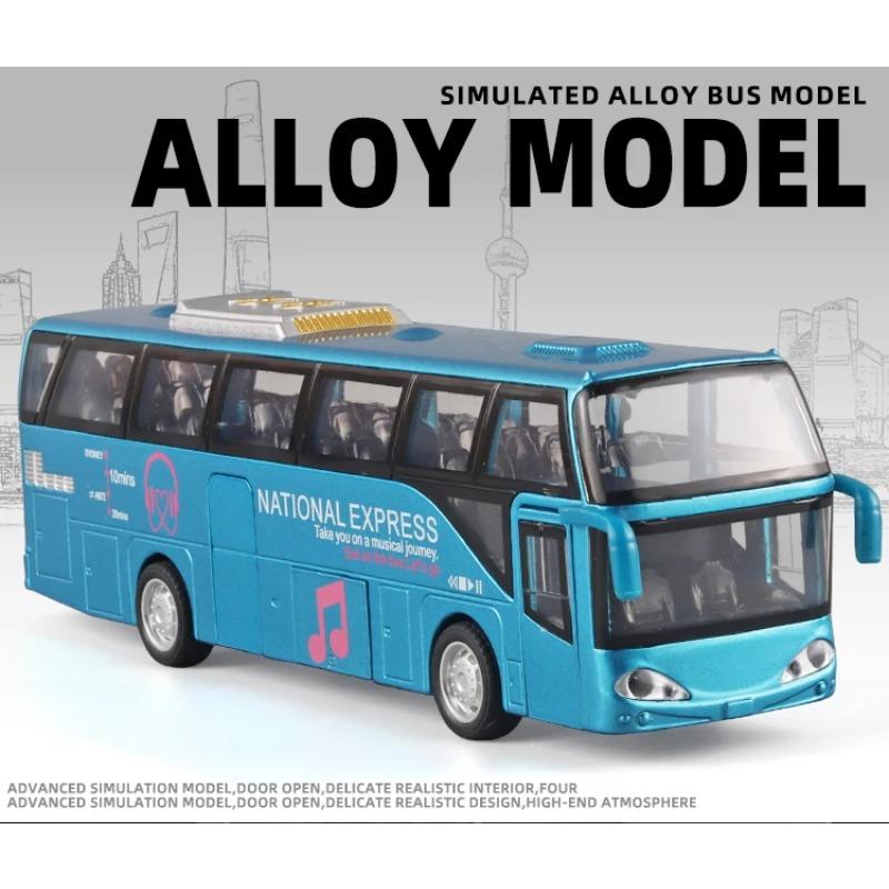 1/64 Children's Bus Alloy Model with Sound & Light Features - Fun & Interactive - Ideal for Playtime, Learning, Or Decorating