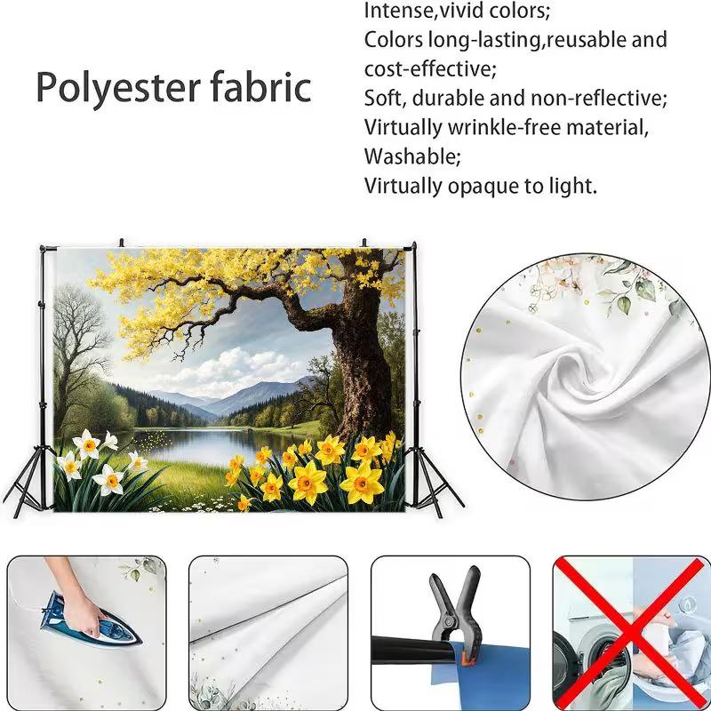 2D Dreamy Spring Landscape Backdrop for Live Streaming & Room Decor