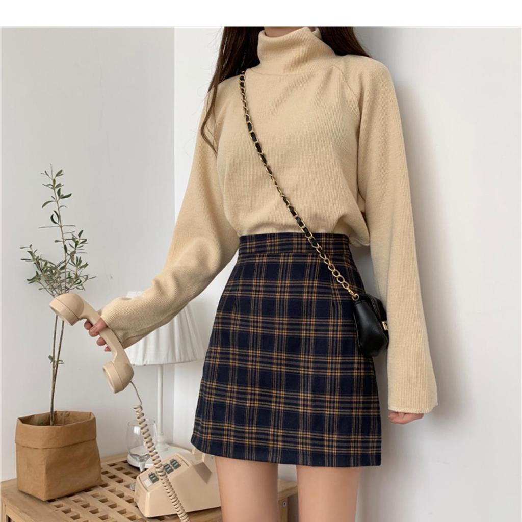 Fustă în carouri cu talie înaltă, linie A, pentru femei - Tendință toamnă/iarnă 2023