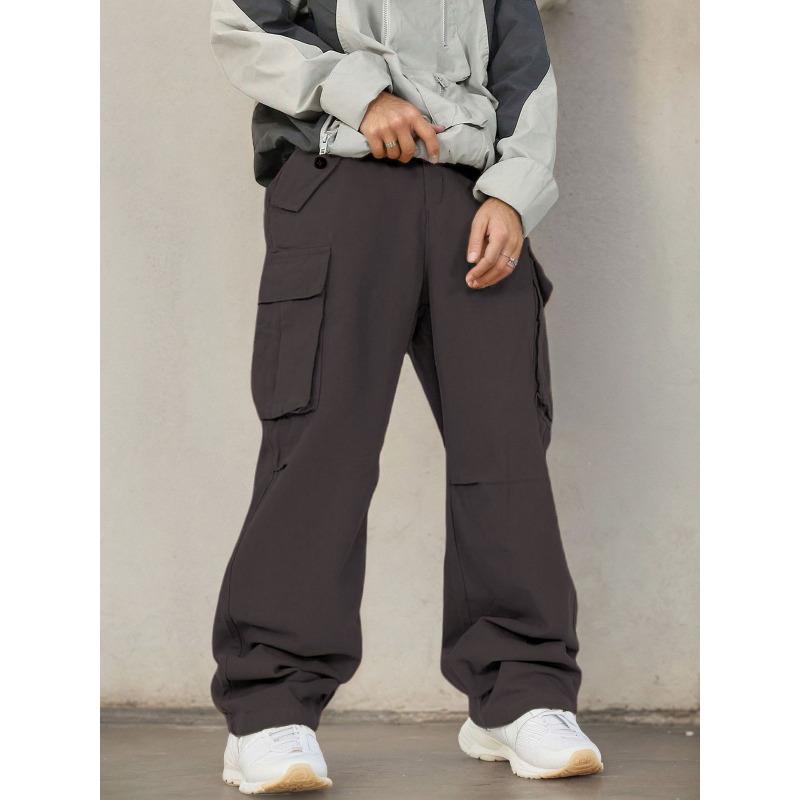 

Ретро Комбинезон Парашютиста с Большим Карманом Мужская Мода Прямые Новые Свободные Микро-клеш Повседневные Брюки XXXL темно-коричневого