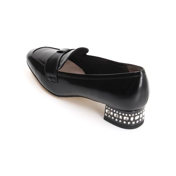 JILL STUART SHOE 6600 Women's Beige Beaded Heel Loafers, Size 24.0 cm, Size E