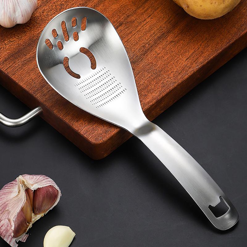 Multifunktionales Küchenutensil aus Edelstahl zum Kochen Knoblauch Ingwer Gemüse Reibe Mahler Löffel Küchenzubehör