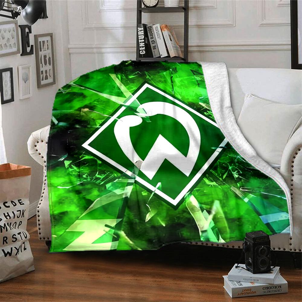 Fußballverein Diamant Logo Zerbrochene Grüne Textur Druck Flanelldecke Fußball Grafik Weiche Kuscheldecke Sportfan Schlafzimmer Dekor