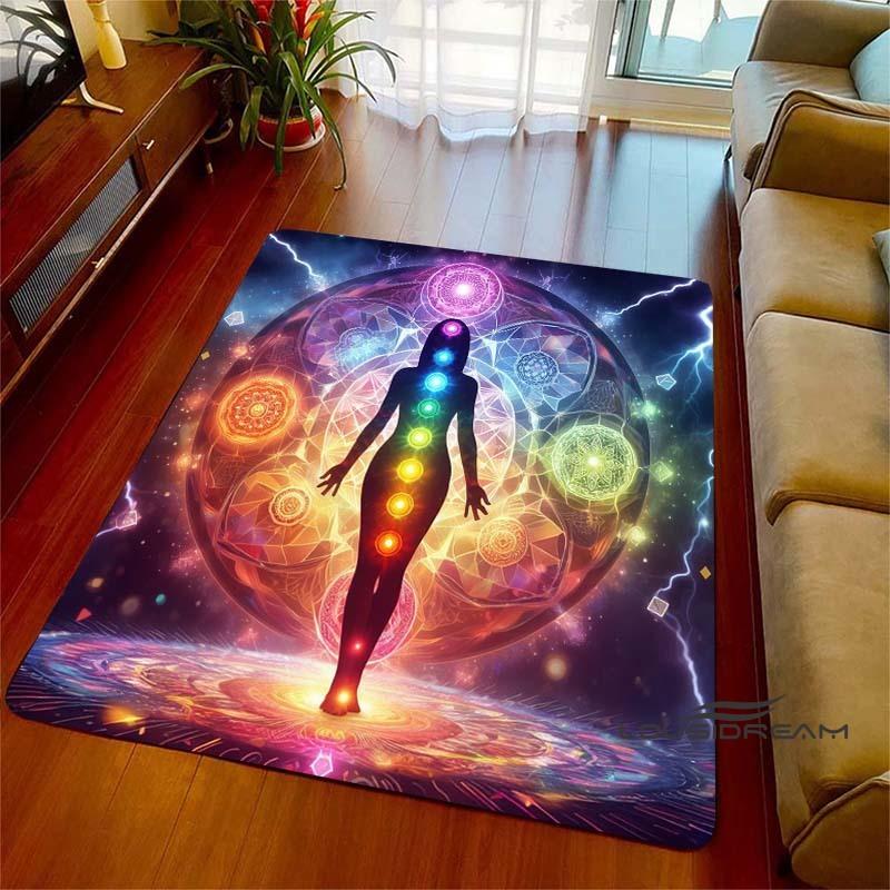 3D Rainbow 7 Chakra Rug, Bedroom Rug for Living Room, Home Sofa Decor, Kids Play Mat, Large Decor Rug, Yoga Meditation001