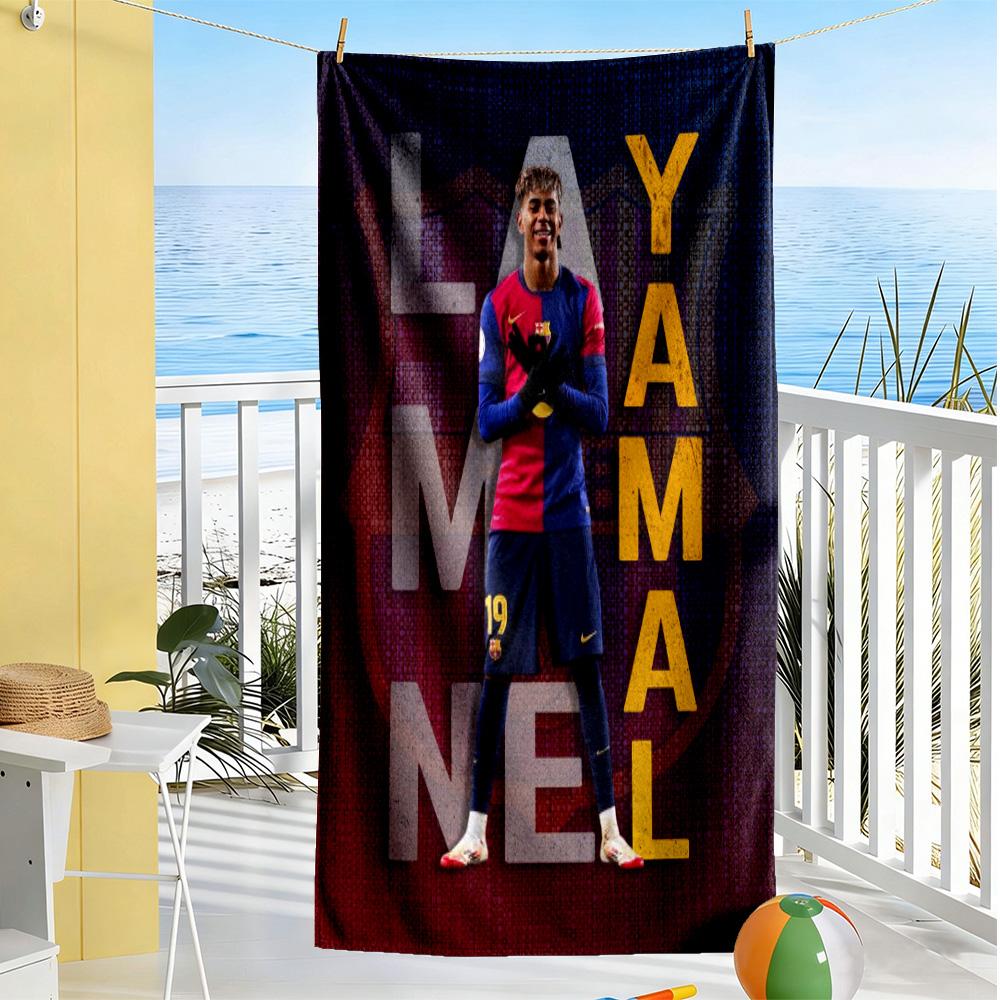 Lamine Yamal Soccer Player Action Beach Towel High Absorbency & Quick-Dry Comfortable Lightweight Suitable for Swimming, Gym, Camping, Yoga Vacation