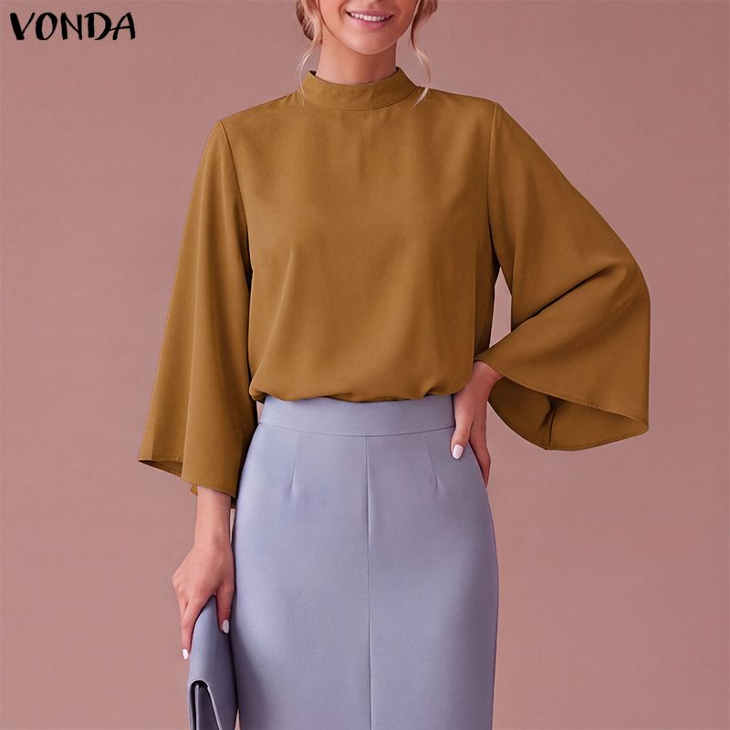 VONDA Άνοιξη Γυναικεία 3/4 μανίκια OL Μπλούζα μονόχρωμη