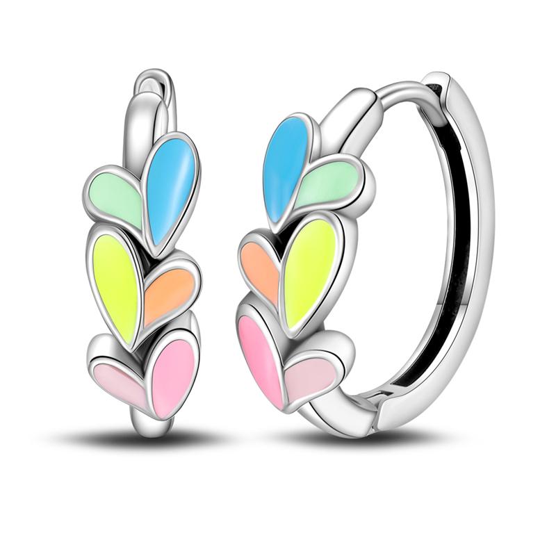 925 Silver Love Heart Hoop Earrings Women Zircon Circle Fine Jewelry Gift Accessories Simple Elegant Design