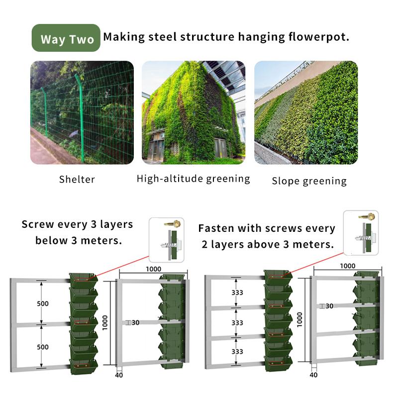 Wall-Mounted Flower Pot Plastic Hanging Plant Container Green Flower Pot Wall Hanging Basket Flower Vegetable Growing Container