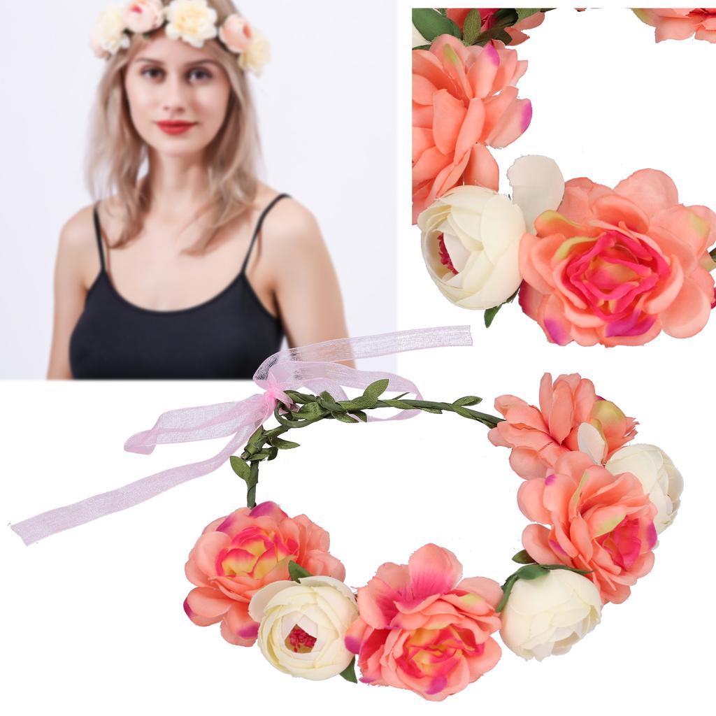   Flower Wreath Headband Floral Garland Headpiece Artificial Floral Crown for Women