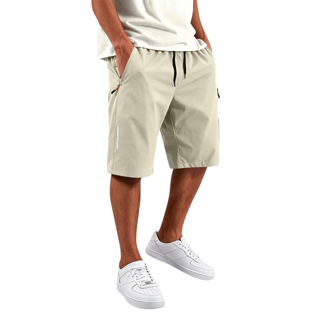 Men's Running Shorts with Reflective Strip, Zipper Pockets, Straight Fit for Athletic Performance