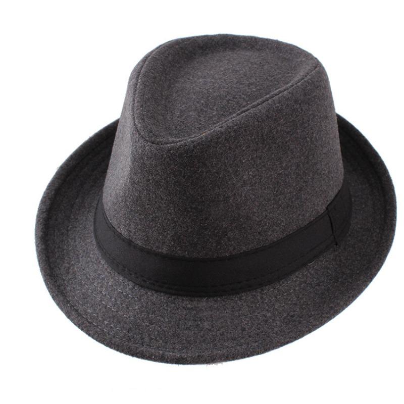Autumn and winter men's top hat, Frannie plaid fabric warm middle-aged and elderly jazz hat casual top hat men's hat