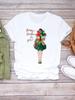 Printed Lady Clothing Fashion Christmas Women Plaid Truck Tree Trend 90s Short Sleeve TShirts New Year Graphic T Top Tee