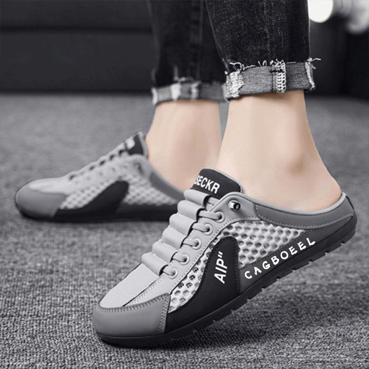 Lazy Shoes Men's Lace-up Men's Shoes Summer New Half Slippers Board Shoes Men's One-pedal Men's Sports and Leisure Shoes