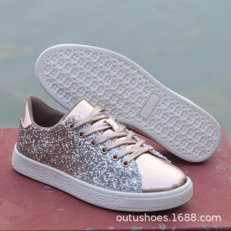 Large size street shot board shoes spring and autumn color sequins casual low-top single shoes