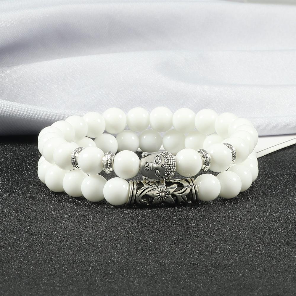 Herren Retro Obsidian Perlenarmband - Trendiges, Nischen-Design für Glück.
