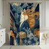1Pc Cat Shower Curtain Warrior Cat House Pattern Japanese Style Cartoon Animal Shower Curtain With 12 Hooks Easy To Install Size