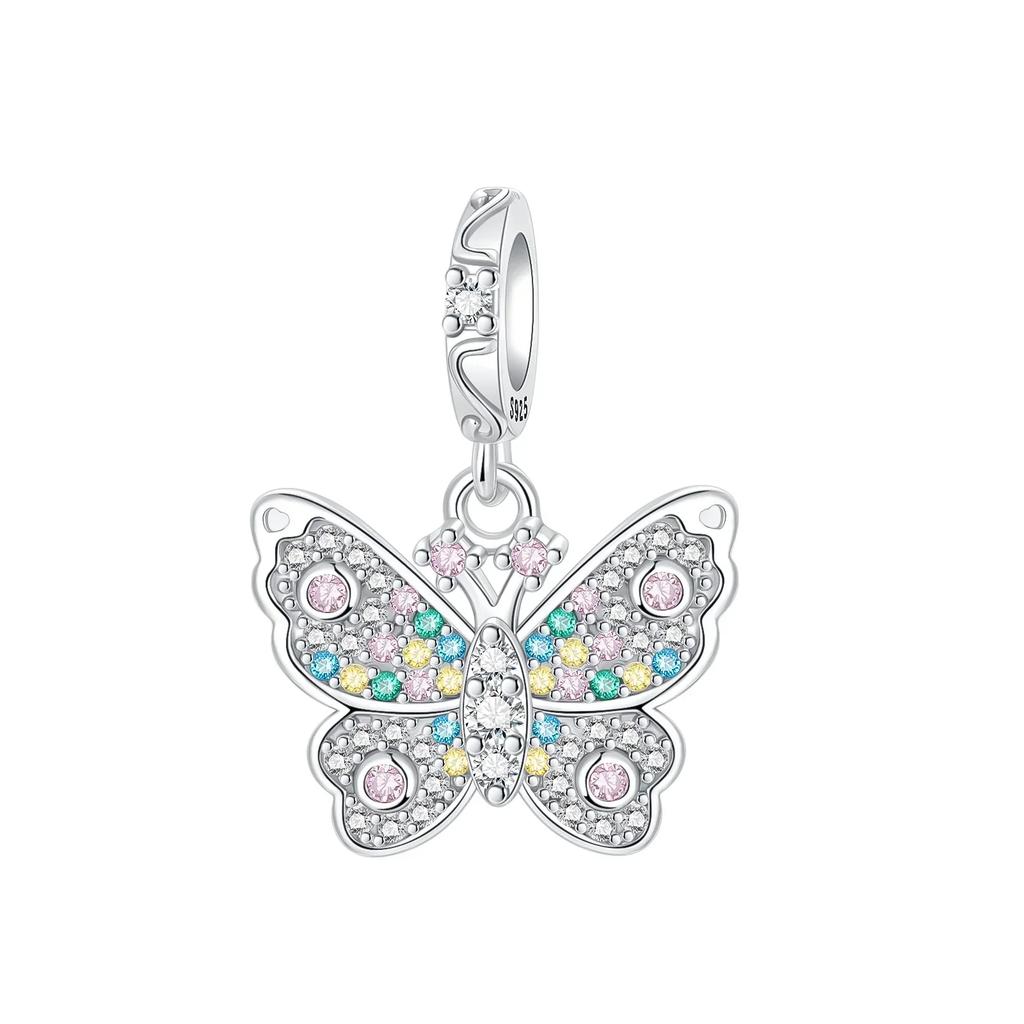 Charms Exquisite 925 Silver Butterfly Pendant Dragonfly Flowers Bead for Women Necklace DIY Bracelet Fine Jewellery Gift