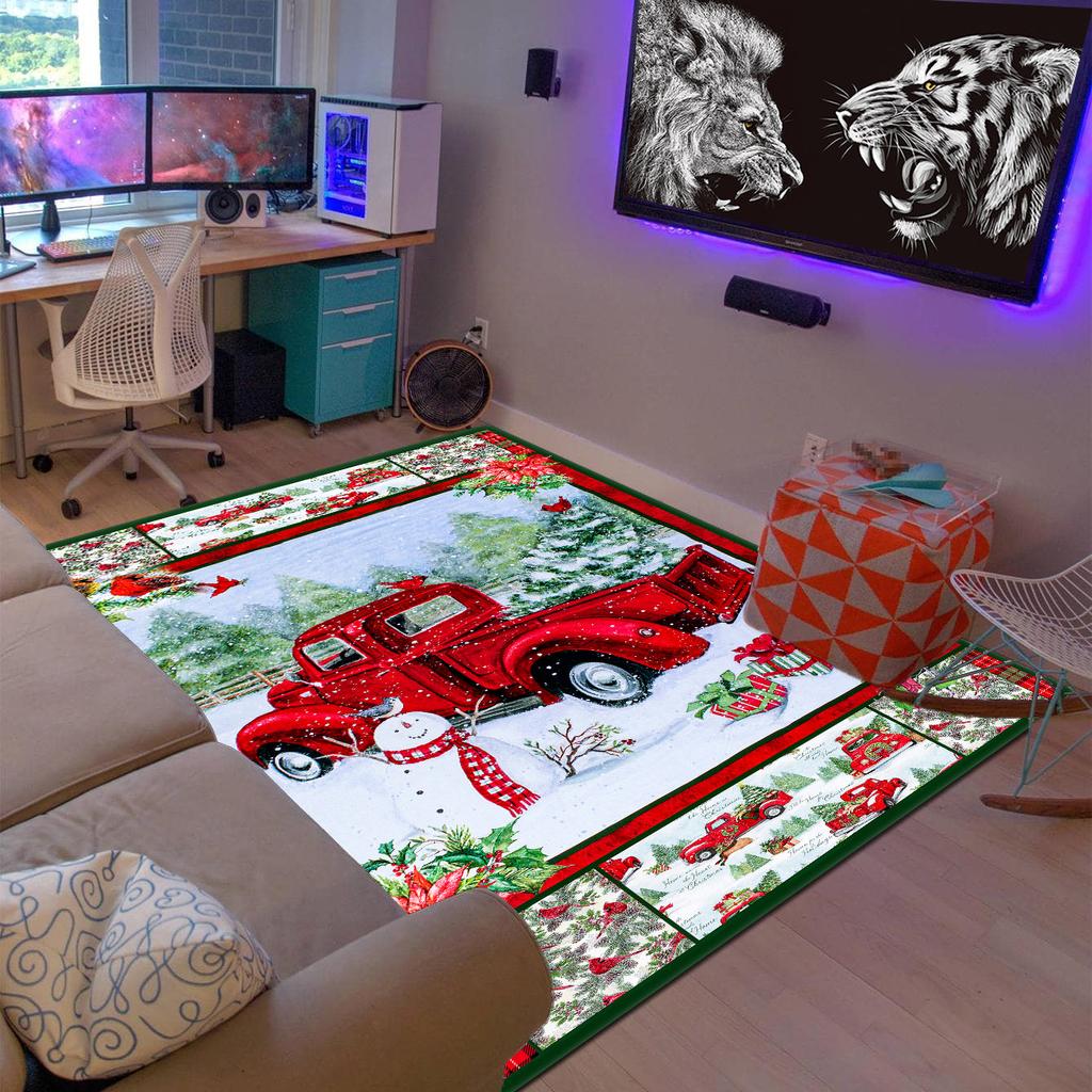 1Pcs Anti Fatigue Kitchen Rugs Christmas Truck Snowman  Waterproof Non-Slip Thick Cushioned Kitchen Mat Heavy Duty Comfort Standing Mat for Kitchen