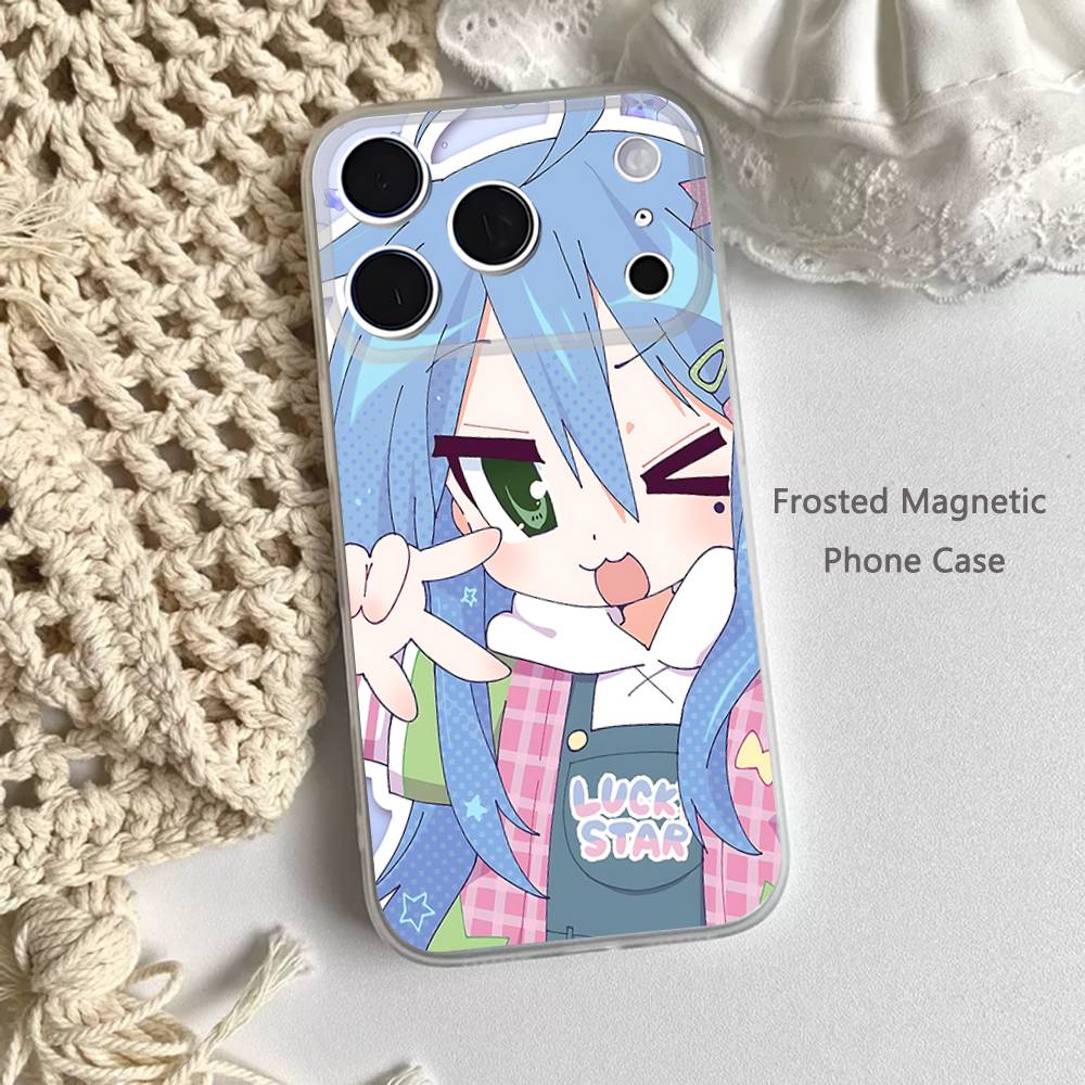K-Konata Izumi Lucky S-Star Frosted Clear Magnetic Case for iPhone 17,16,15,14,13,12,11 Pro,Max,Plus,Mini,Air,E