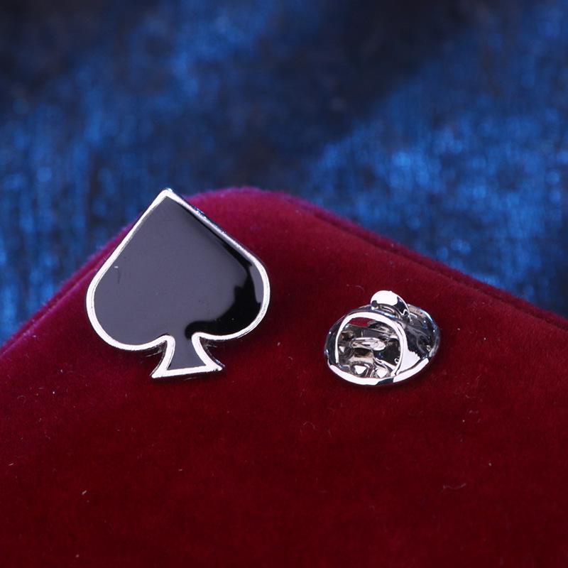Harajuku Poker Series Card Brooch: Spade, Club, Diamond, Heart Metal Lapel Pin Accessory