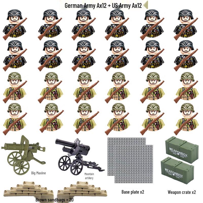 Cross Military WWII Figures Building Blocks for Children