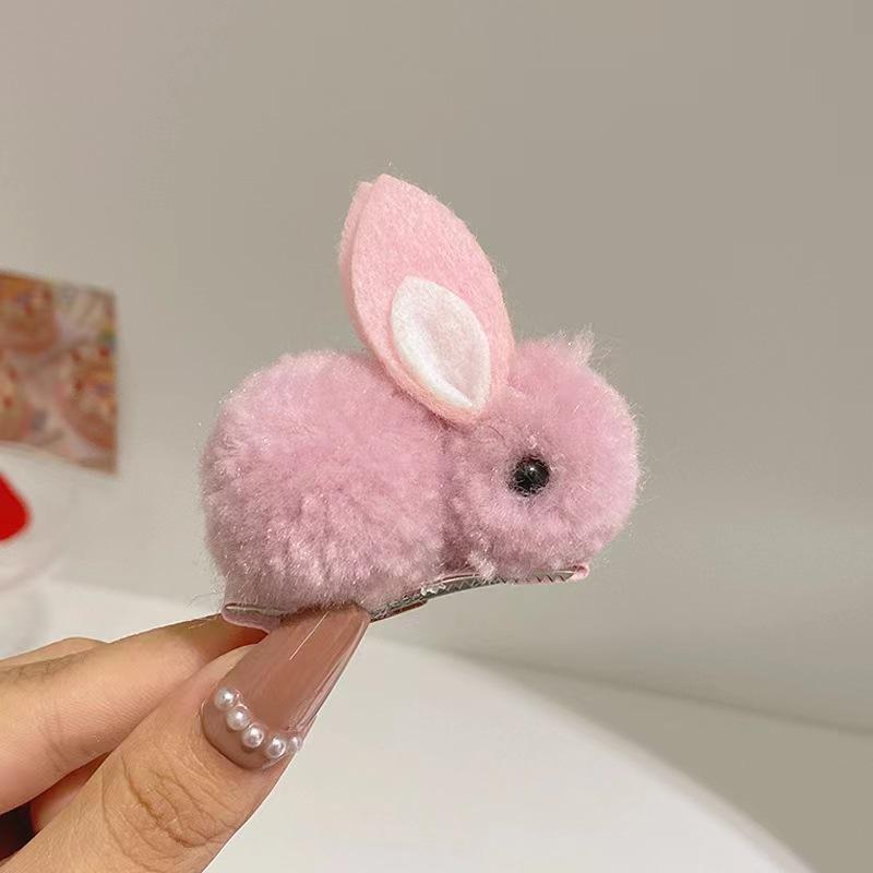 4Pcs For Kids Winter Plush Bunny Hairpins Hair Clips Vivid Color Creative Shape Adorable Sweet Hairpins Hair Accessory
