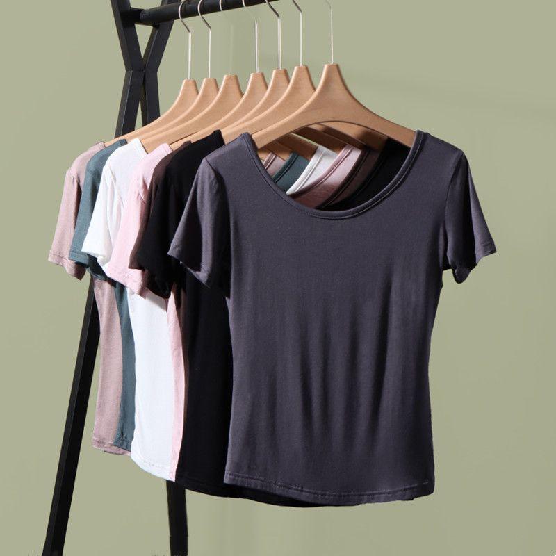 Backless Short Sleeved Beautiful Back T-shirt for Women In Summer Thin Slim Top with An Anti Penetration Base Underneath