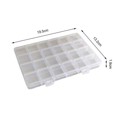Practical 24 Grid Compartment Plastic Transparent Storage Box Jewelry Earring Bead Screw Holder Case Display Organizer Container