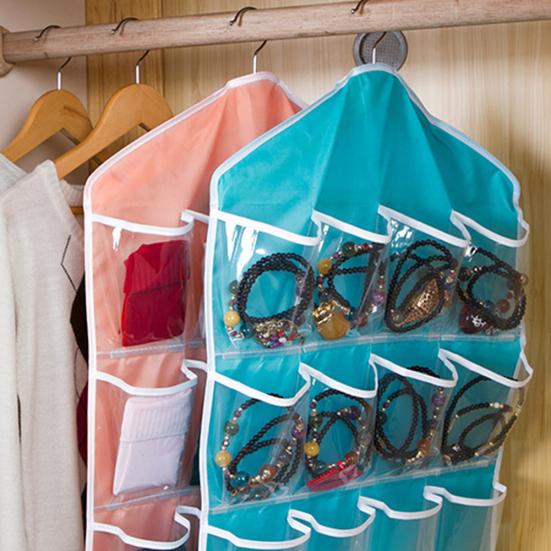 Candy Color 16 kieszeni siatkowych przezroczysta bielizna skarpetki torba do przechowywania wiszący woreczek