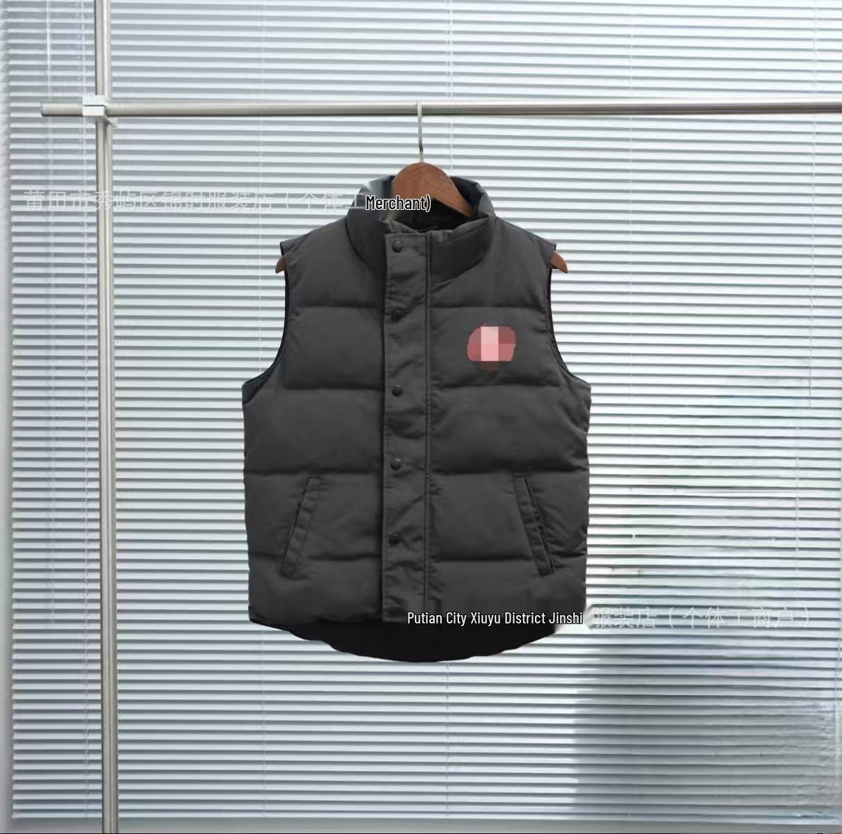 

Unisex Autumn/Winter Goose Down Vest with Slanted Pockets - Thick, Versatile, Casual Outerwear M