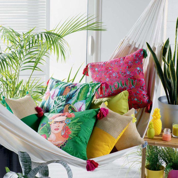 Coussin - Jungolista - DOUCEUR D'INTERIEUR - 45 x 45 cm - Imprimé coton - Déhoussable