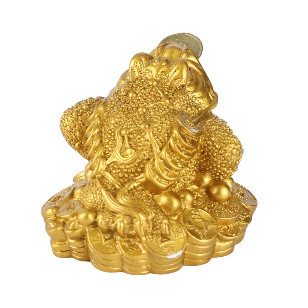 Resin Money Frog Decoration Golden Chinese Feng Shui Wealth Lucky Money Frog Coin Toad Home Desk Office Decoration