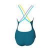 Double-layer multi-color shoulder strap one-piece competitive swimsuit for 's professional sports training, low fork to cover the belly